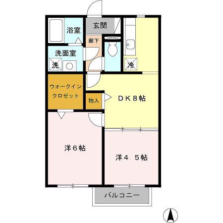 コンフォール(2DK/1階)の間取り写真