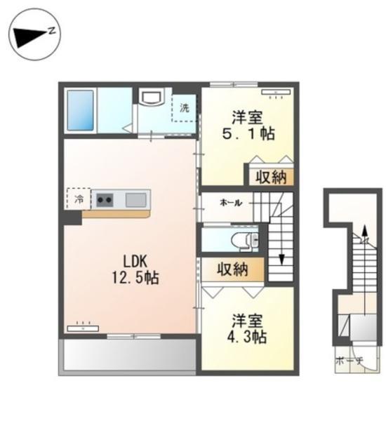 YSK・ユウセイ(2LDK/2階)の間取り写真