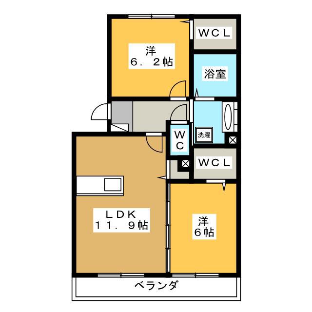 プルミエIIIA棟(2LDK/1階)の間取り写真