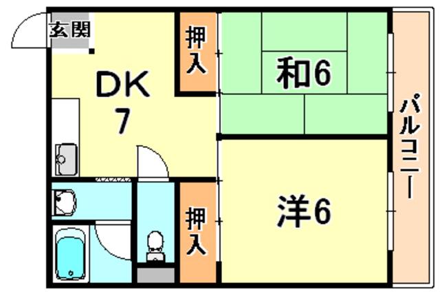 辻川マンション(2DK/2階)の間取り写真
