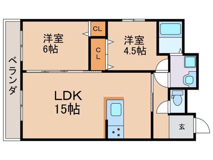 第弐藤栄ハイツ(2LDK/1階)の間取り写真