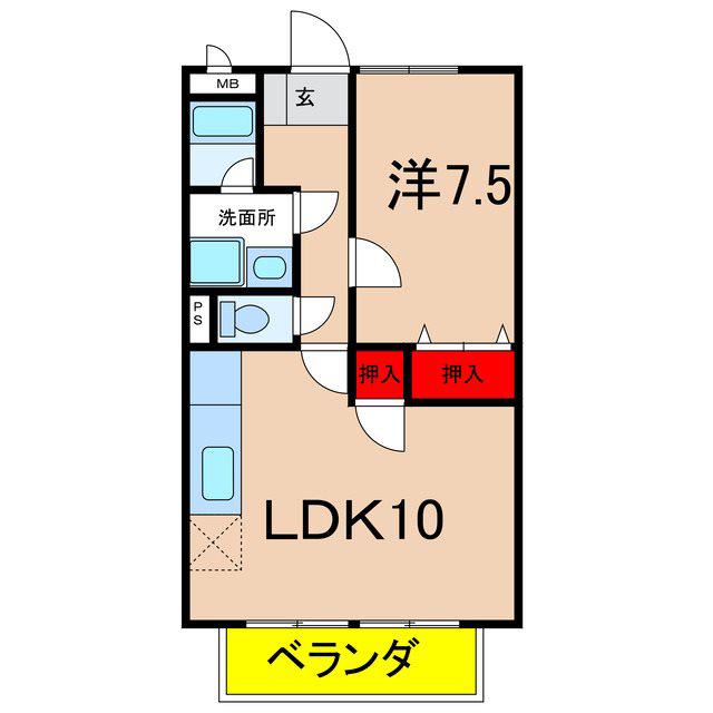 サープラスIサツミ(1LDK/1階)の間取り写真
