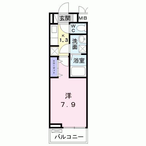 アルク・アン・シエル(1K/2階)の間取り写真
