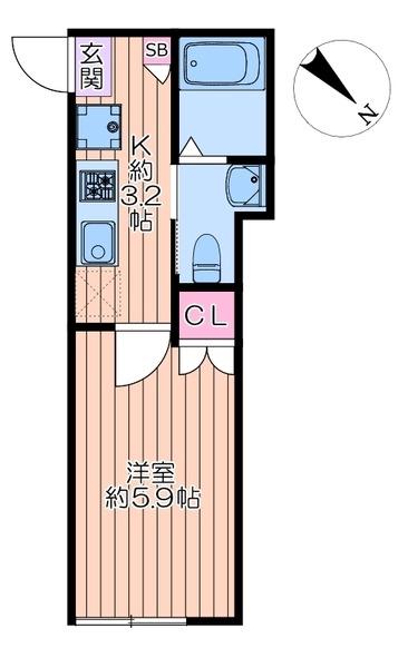 ロンリヴェール(1K/2階)の間取り写真