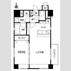 カルロ定禅寺通(1LDK/13階)の間取り写真