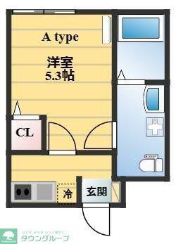 フィオーレ栗原(1K/1階)の間取り写真