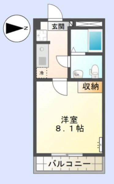 ビオス北朝霞(1K/3階)の間取り写真