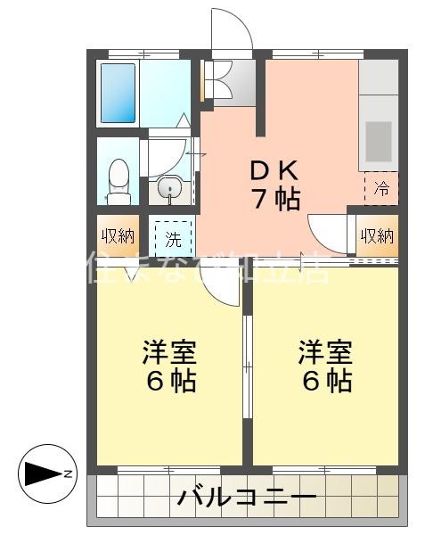 コーポイーストN(2DK/2階)の間取り写真