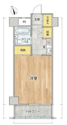 プレイス40(1K/2階)の間取り写真