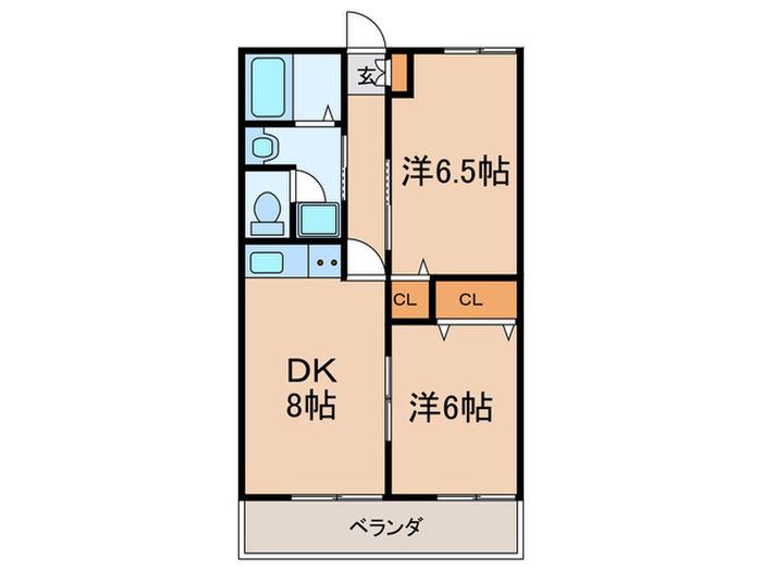 フリーダム(2DK/2階)の間取り写真