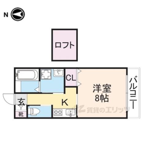 パレスハナテンⅡ(1K/2階)の間取り写真
