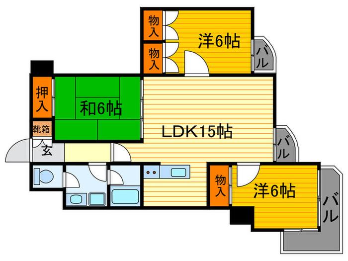 エギュー・ド・ブランシェ(3LDK/4階)の間取り写真