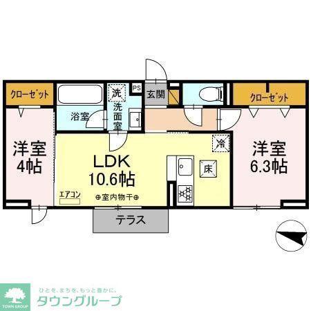 フルール(2LDK/1階)の間取り写真