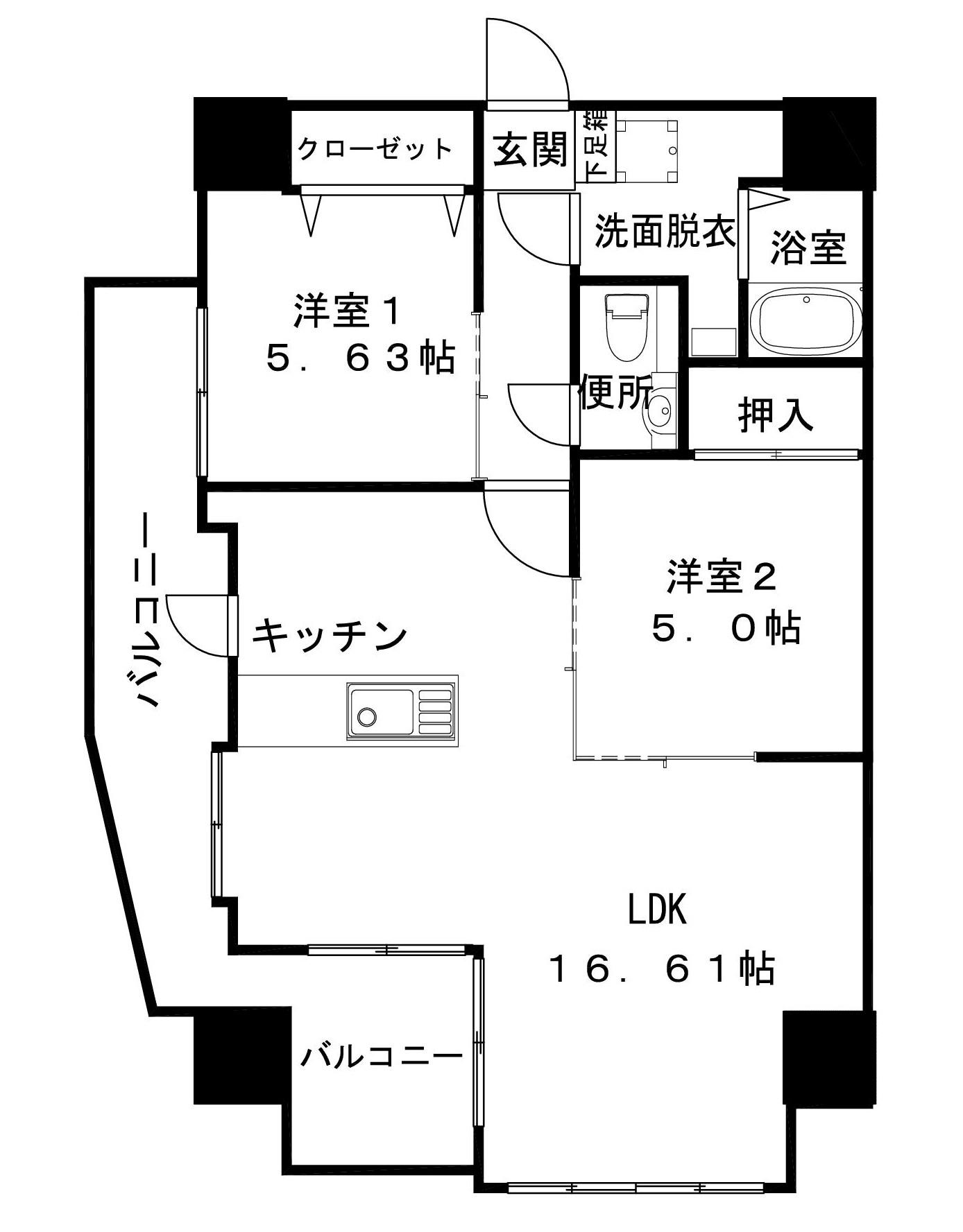 クラウディア八王寺(2LDK/2階)の間取り写真