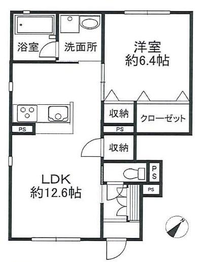 SOPHIA(1LDK/1階)の間取り写真
