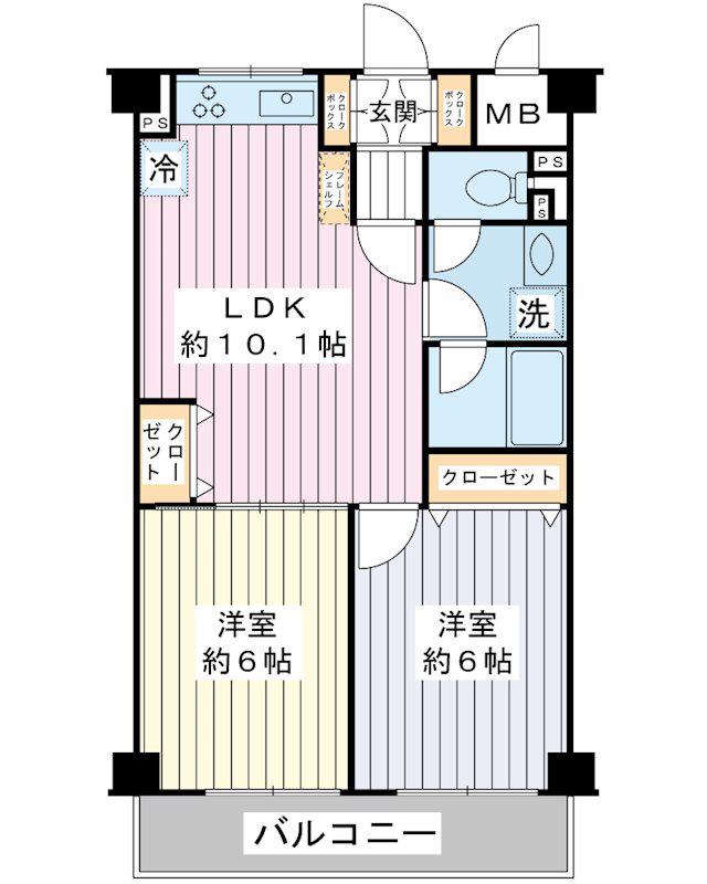 清和浦安マンション(2LDK/4階)の間取り写真
