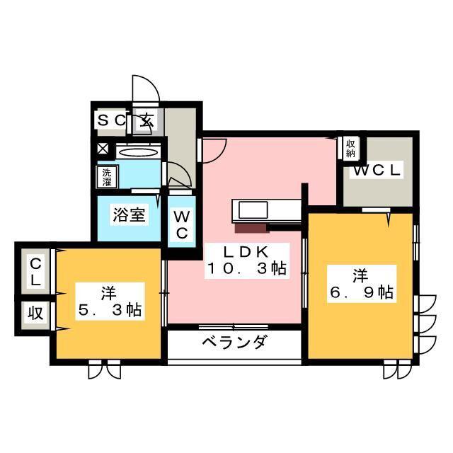 グランドステラ(2LDK/3階)の間取り写真