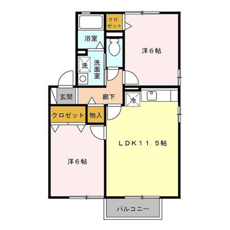 プランドール B(2LDK/2階)の間取り写真