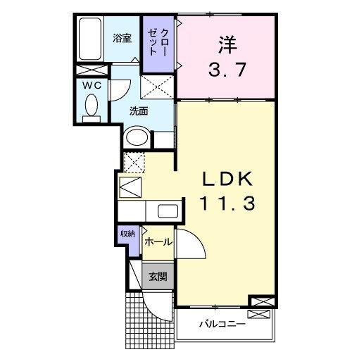 メゾン カルム(1LDK/1階)の間取り写真