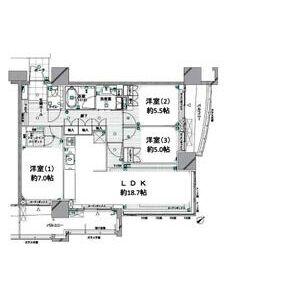 グランドメゾン池下ザ・タワー(3LDK/3階)の間取り写真