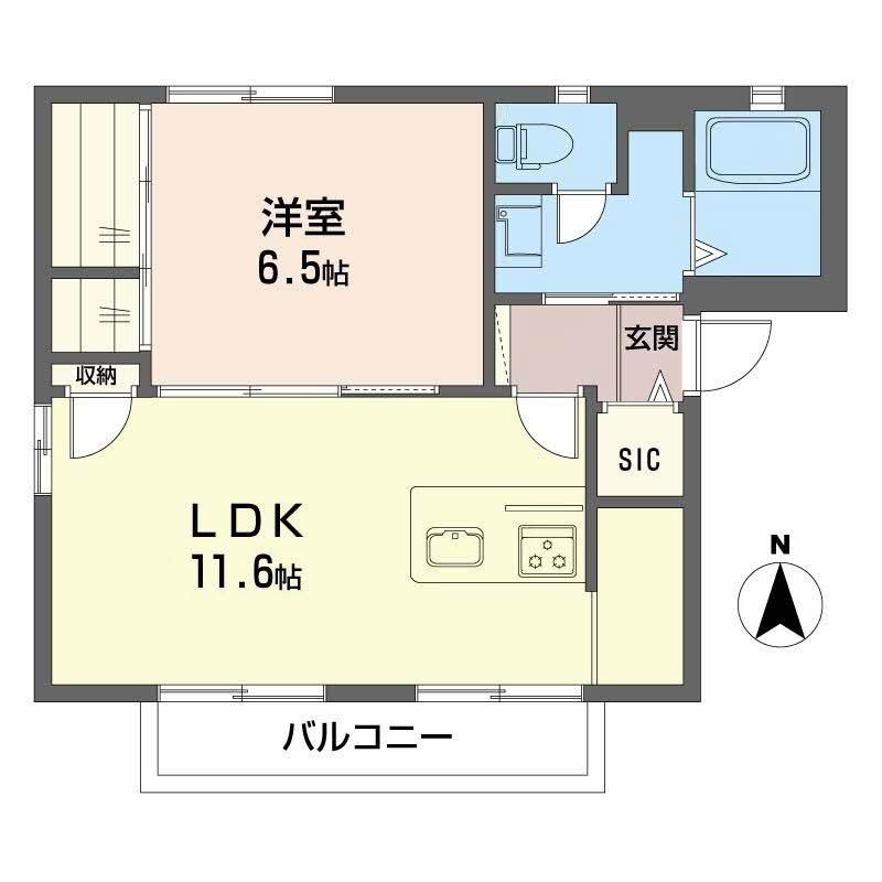 プロシードB(1LDK/2階)の間取り写真