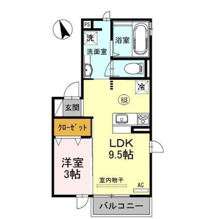 JR播但線 野里駅 徒歩9分 2階建 築10年(1LDK/2階)の間取り写真