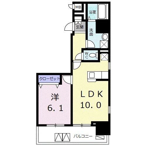 パルティール・アサクサ(1LDK/5階)の間取り写真