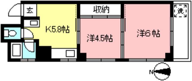 誠文堂ビル(2K/4階)の間取り写真