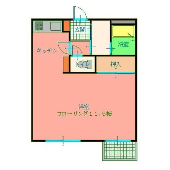 富山地鉄本線 越中荏原駅 徒歩5分 2階建 築31年(1DK/2階)の間取り写真