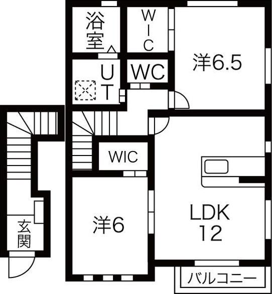 ウィローズB(2LDK/2階)の間取り写真