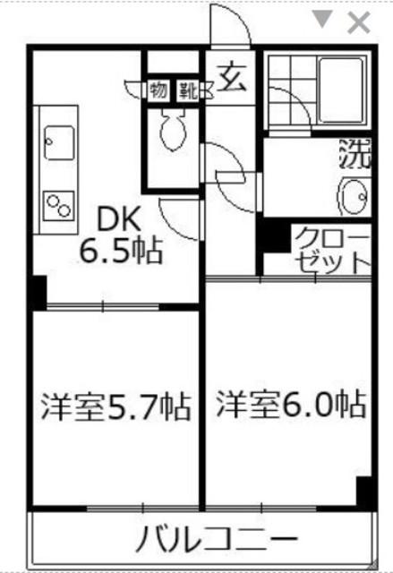 ロイヤルメドウ(2LDK/2階)の間取り写真