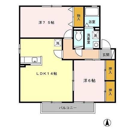 プラムヒルズ(2LDK/2階)の間取り写真