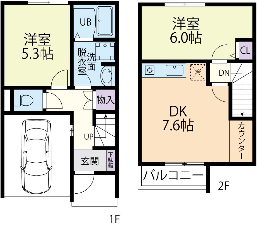 GENTRY III番館(2DK/1階)の間取り写真