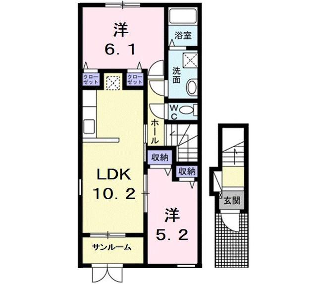 エンブレイス B(2LDK/2階)の間取り写真