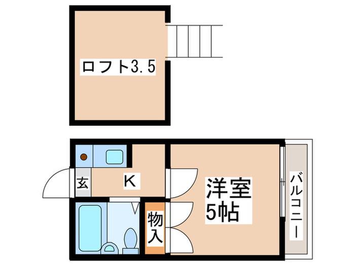 コウズィネスアサカ(1K/2階)の間取り写真