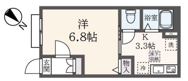ノイエ南台(1K/1階)の間取り写真