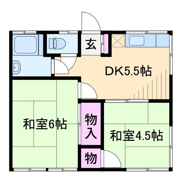 第2金子ハイツ(2DK/1階)の間取り写真