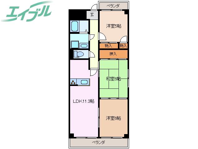 アーバンコア九の城(3LDK/2階)の間取り写真