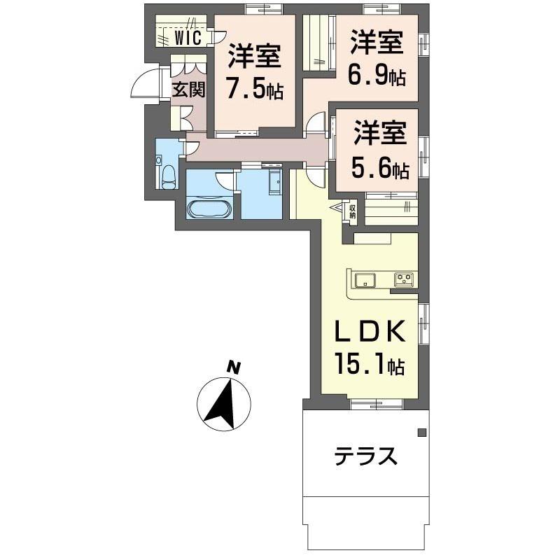 アルフェリーチェSHM(3LDK/1階)の間取り写真