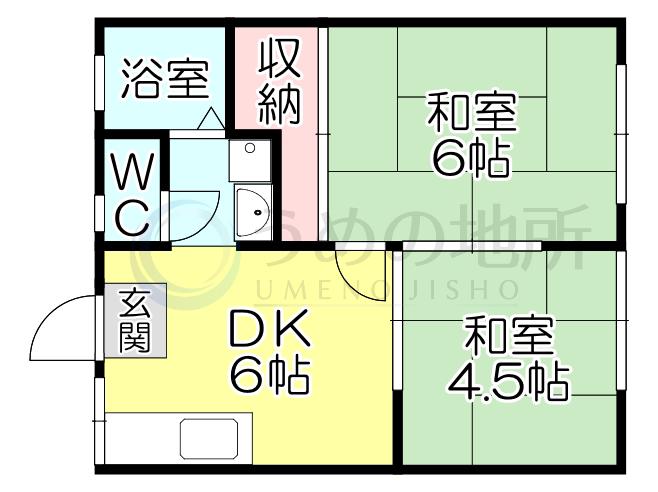 たなかハイツ(2DK/2階)の間取り写真