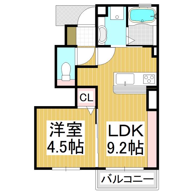 オジェII(1LDK/1階)の間取り写真