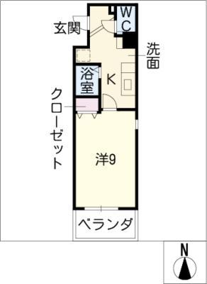 クレスト本山(1K/6階)の間取り写真