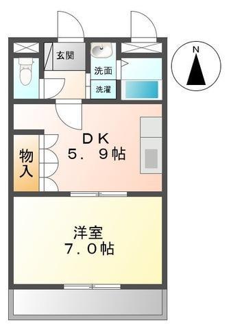 プランドール(1DK/2階)の間取り写真