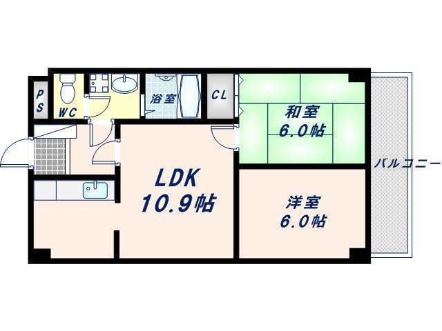 リッチライフダイコク(2LDK/6階)の間取り写真