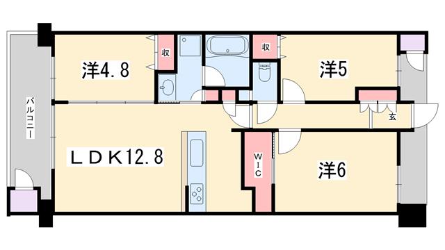 レ・ジェイド南港HANA-TERRACE(3LDK/8階)の間取り写真