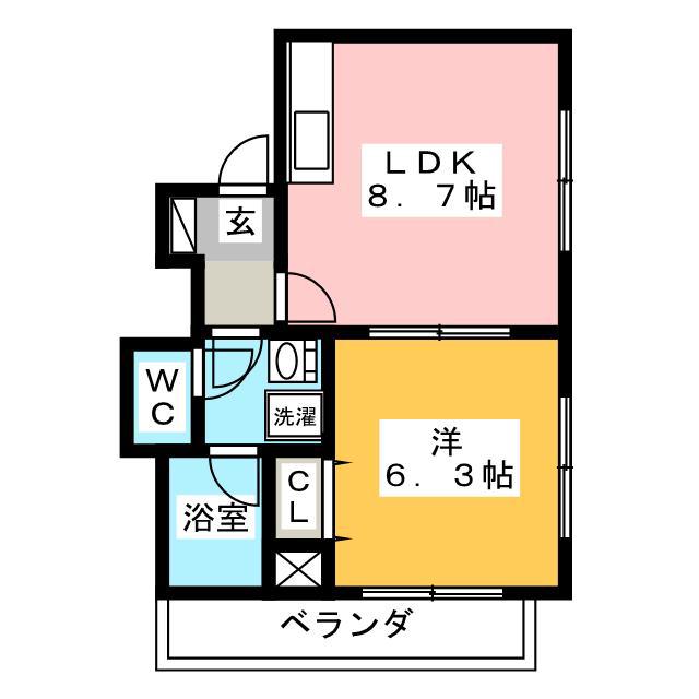 ハウスM(1LDK/3階)の間取り写真