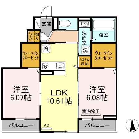 AMAPOLA ANNEX(2LDK/1階)の間取り写真