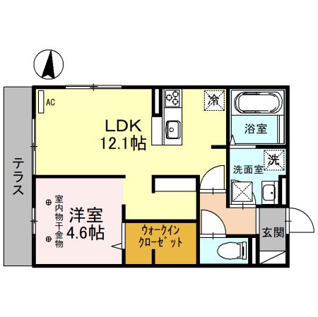 プレミール 雅(1LDK/1階)の間取り写真