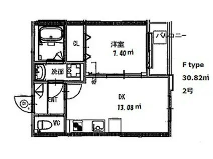 KTIカーサ三国本町(1DK/3階)の間取り写真