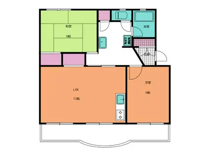 露木ハイツ(2LDK/2階)の間取り写真